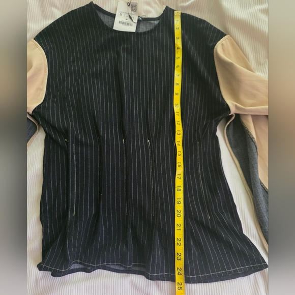 Zara Set Striped Sweatshirt Mixed Stripped + Pants Black/Sand size M BNWT - Picture 7 of 16